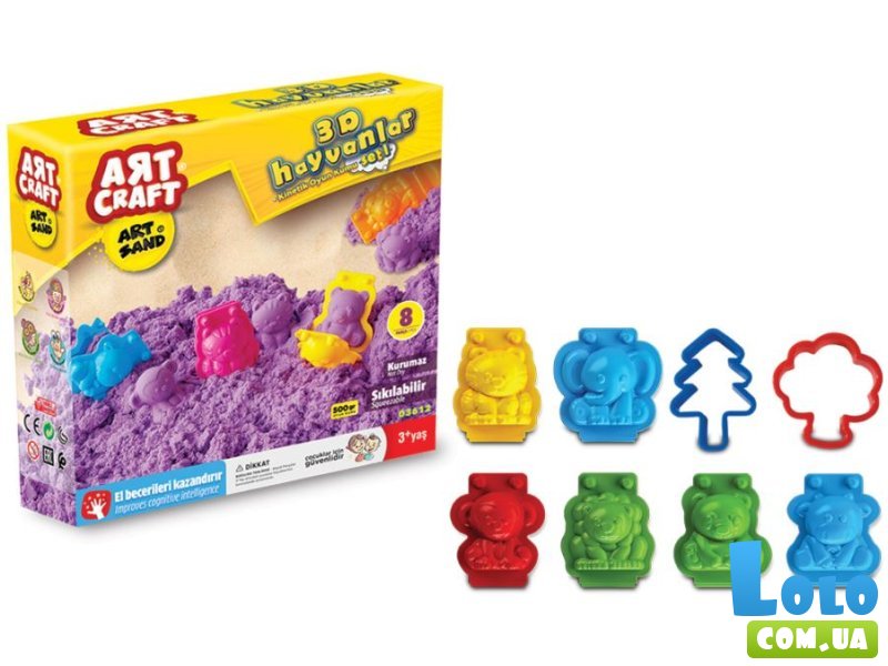 Кинетический песок + пасочки Зверята, Dede, 500 г