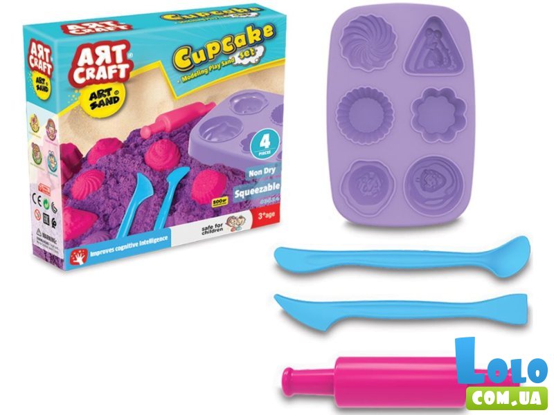 Кинетический песок + формочки Лепка кексов, Dede, 500 г