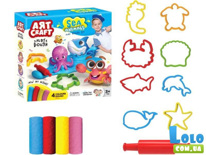 Тесто для лепки Морские животные, Dede, 4 цвета
