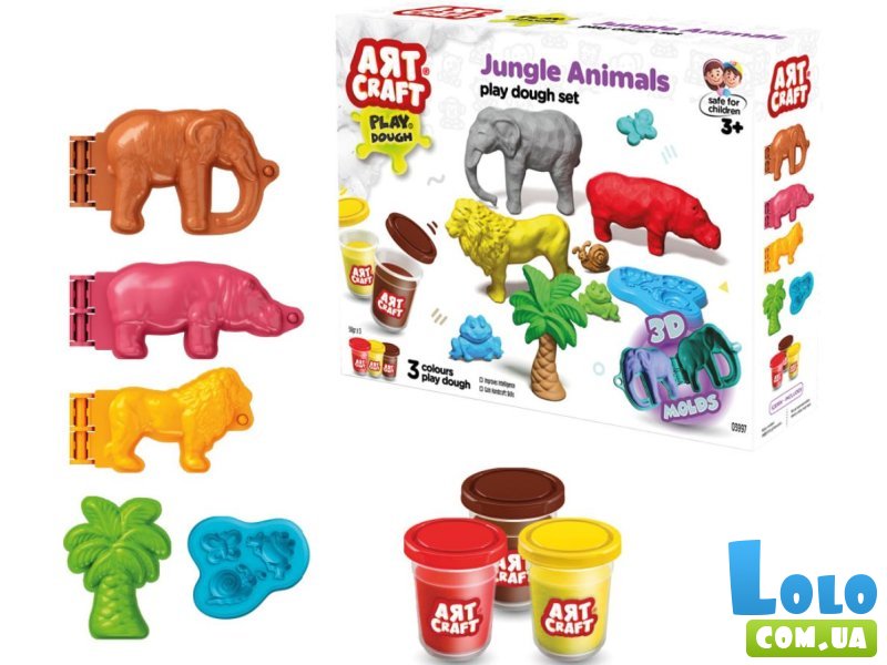 Тесто для лепки Дикие животные, Dede, 3 цвета