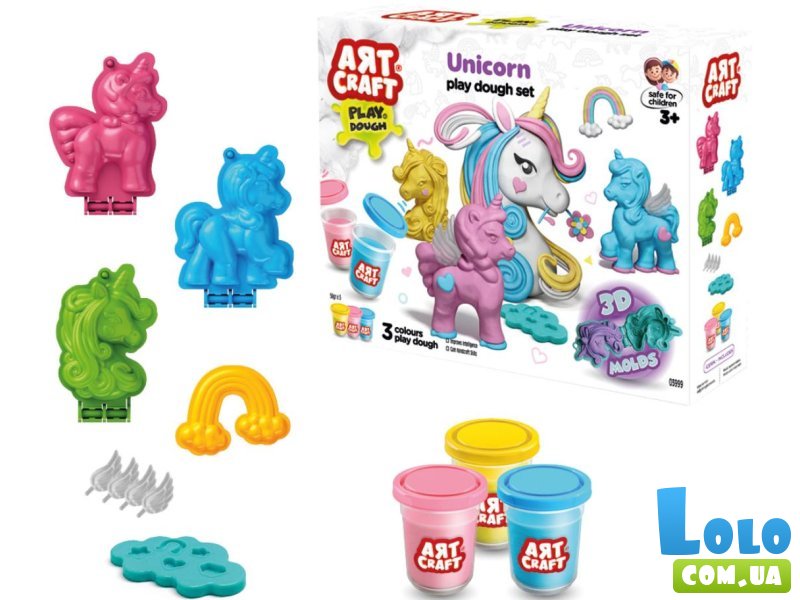 Тесто для лепки Единороги, Dede, 3 цвета