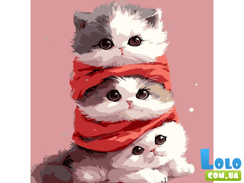 Картина по номерам Котята в шарфике, Strateg (30х30 см)