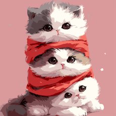Картина по номерам Котята в шарфике, Strateg (30х30 см)