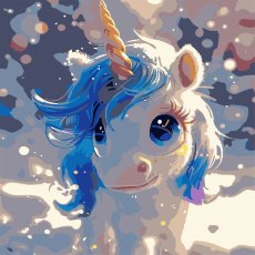 Картина по номерам Голубой единорог, Strateg (30х30 см)