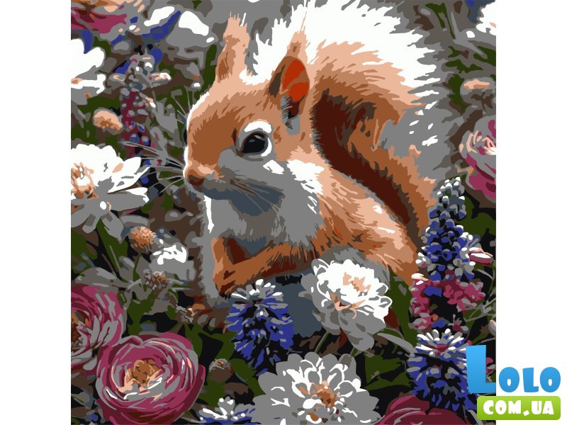 Картина по номерам Белка среди цветов, Strateg (30х30 см)