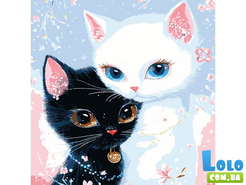 Картина по номерам Пушистая дружба котиков, Strateg (30х30 см)