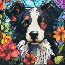 Алмазная мозаика Пес в свете цветов, Strateg (30х30 см)