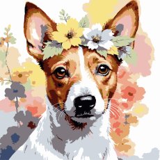 Картина по номерам Цветочный пес, Strateg (30х30 см)