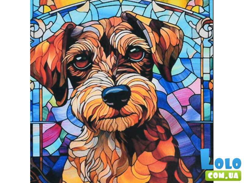 Алмазная мозаика Витражный пес, Strateg (30х30 см)