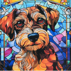 Алмазная мозаика Витражный пес, Strateg (30х30 см)