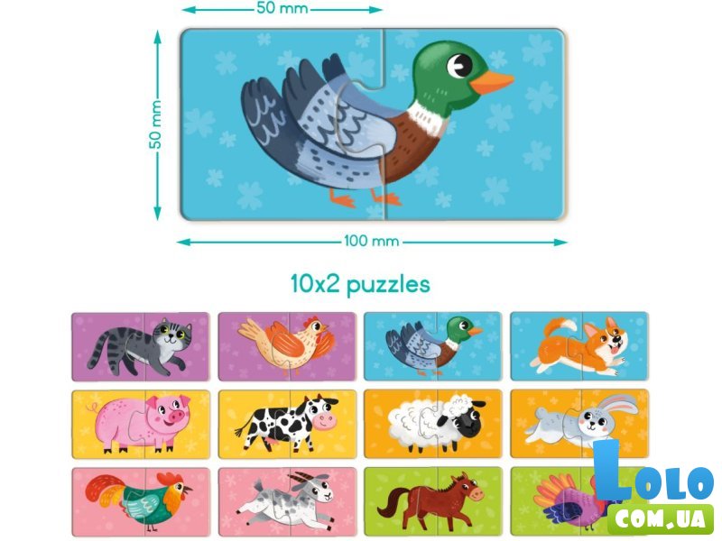 Пазлы Duo Животные-половинки, Dodo, 24 эл.