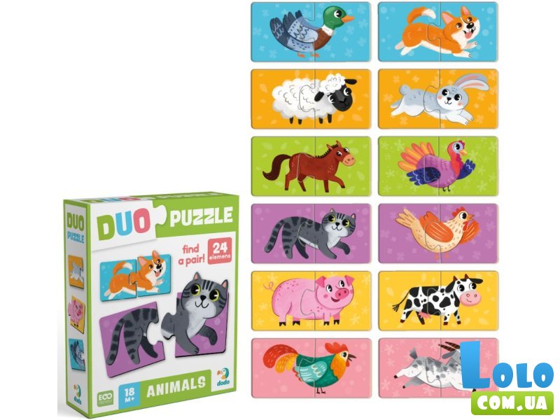 Пазлы Duo Животные-половинки, Dodo, 24 эл.