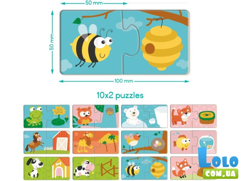 Пазлы Duo Зверята и их жилье, Dodo, 24 эл.