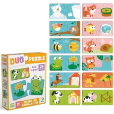 Пазлы Duo Зверята и их жилье, Dodo, 24 эл.
