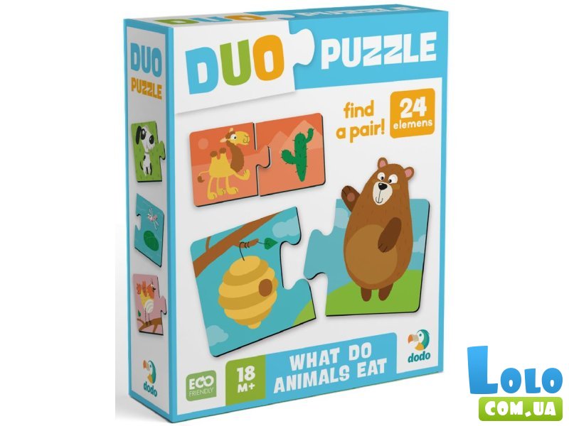 Пазлы Duo Животные Кто Что Ест, DoDo, 24 эл.