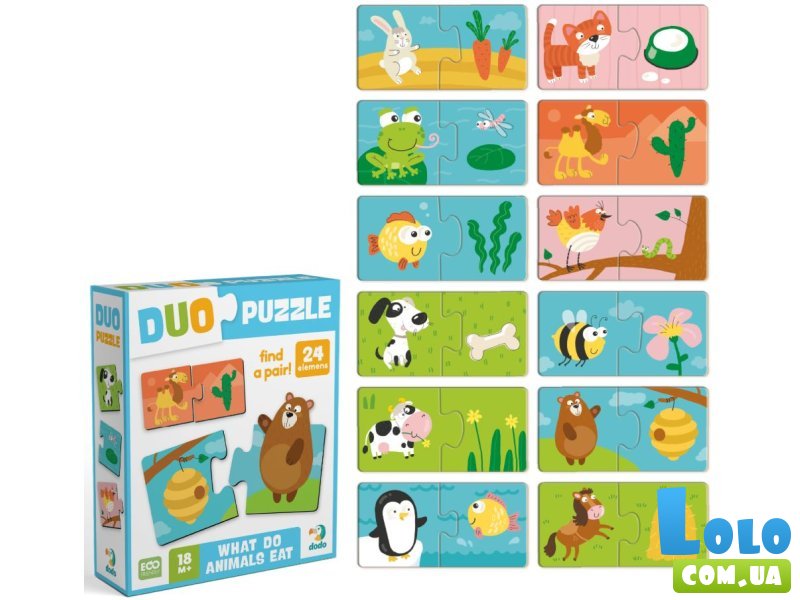 Пазлы Duo Животные Кто Что Ест, DoDo, 24 эл.