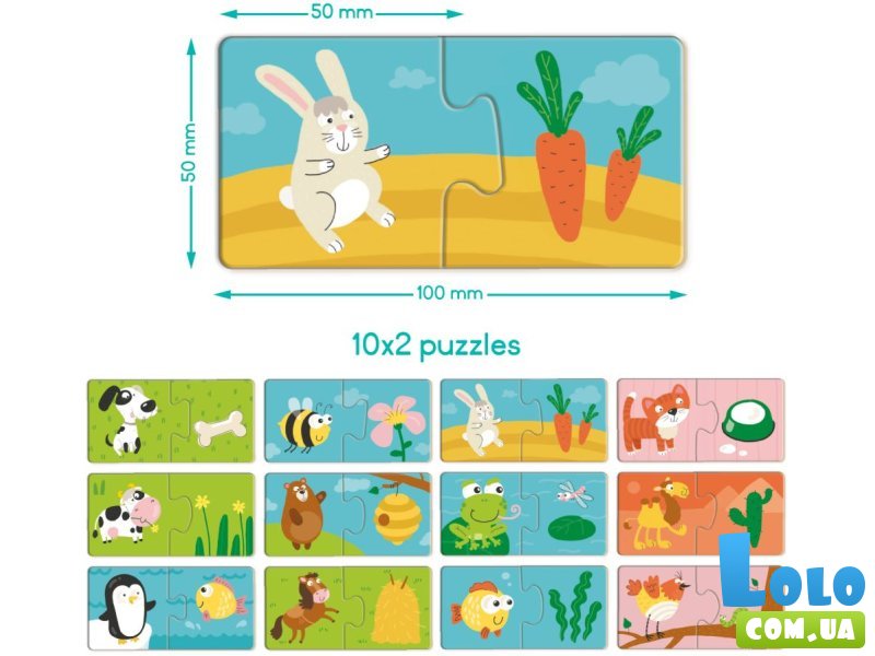 Пазлы Duo Животные Кто Что Ест, DoDo, 24 эл.