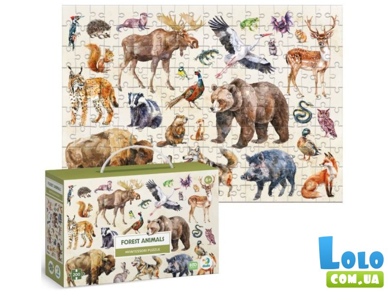 Пазл Лесные животные Монтессори, DoDo, 200 эл.