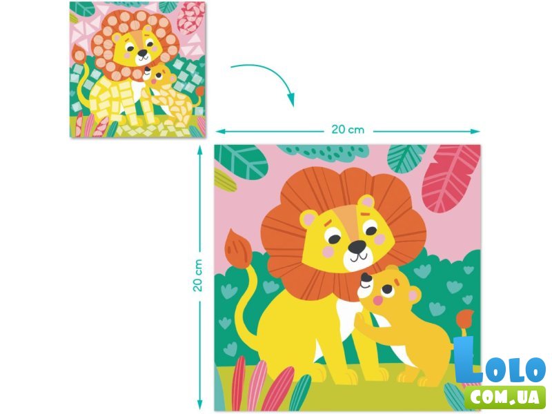 Мозаика с наклейками Зоопарк, DoDo, 3 картинки