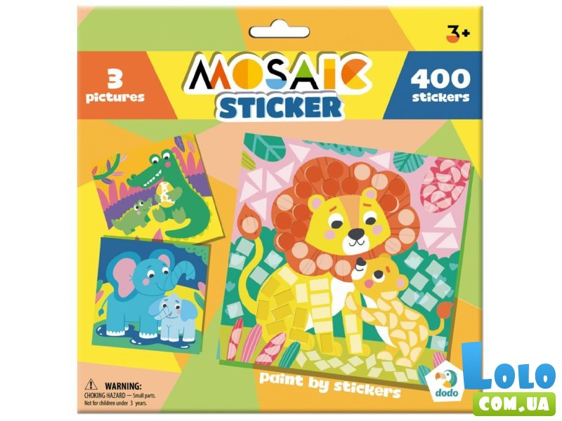 Мозаика с наклейками Зоопарк, DoDo, 3 картинки