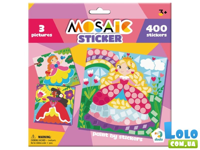 Мозаика с наклейками Принцессы, DoDo, 3 картинки