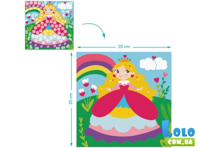 Мозаика с наклейками Принцессы, DoDo, 3 картинки