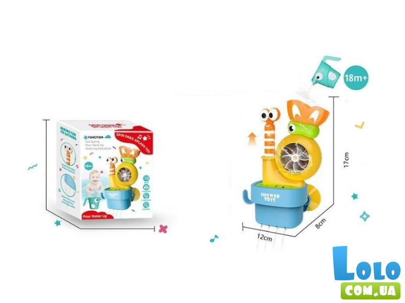 Гра для ванни  52121 (36) "Равлик", рухомі елементи, лійка, присоски, в коробці