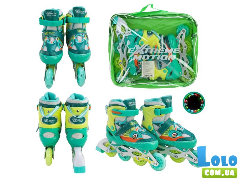 Детские ролики Extreme motion, M (34-37), бирюзовые