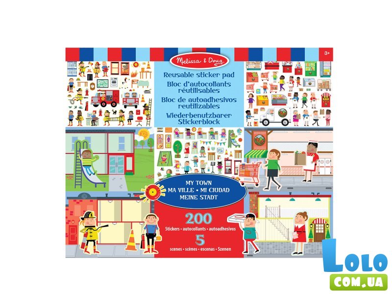Набор многоразовых наклеек Мой город, Melissa & Doug