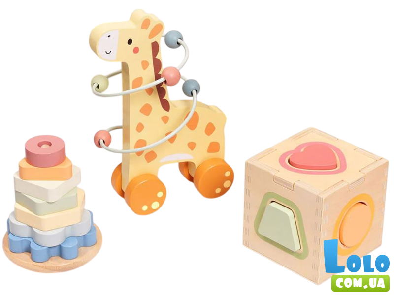 Деревянный подарочный бокс 3в1 Жираф, Tooky Toy