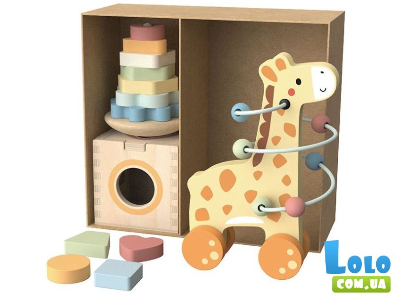 Деревянный подарочный бокс 3в1 Жираф, Tooky Toy