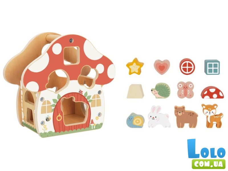 Деревянный сортер Грибной домик, Tooky Toy