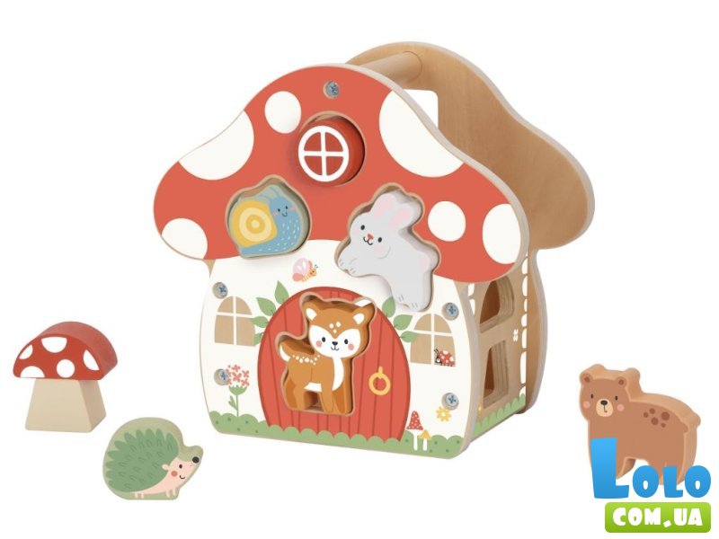 Деревянный сортер Грибной домик, Tooky Toy