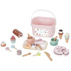 Деревянный набор продуктов на липучках с корзинкой Чаепитие, Tooky Toy