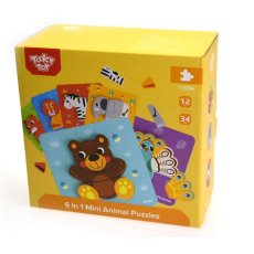Пазлы деревянные 6 в 1 Животные, Tooky Toy, 5-5-5-6-6-7 эл.