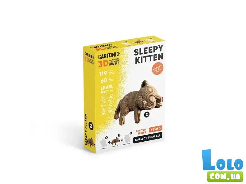 Картонный 3D пазл Sleepy kitten, Cartonic, 119 эл.
