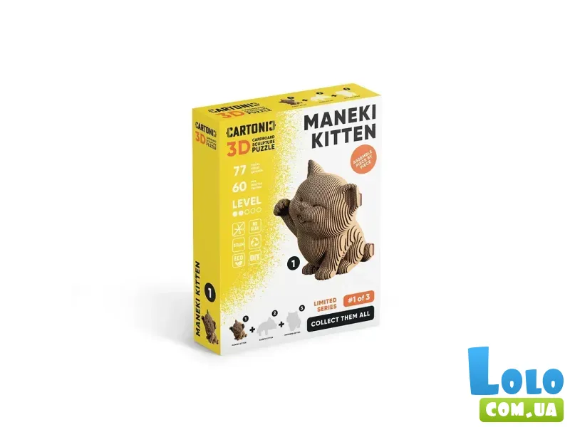 Картонный 3D пазл Maneki Kitten, Cartonic, 77 эл.