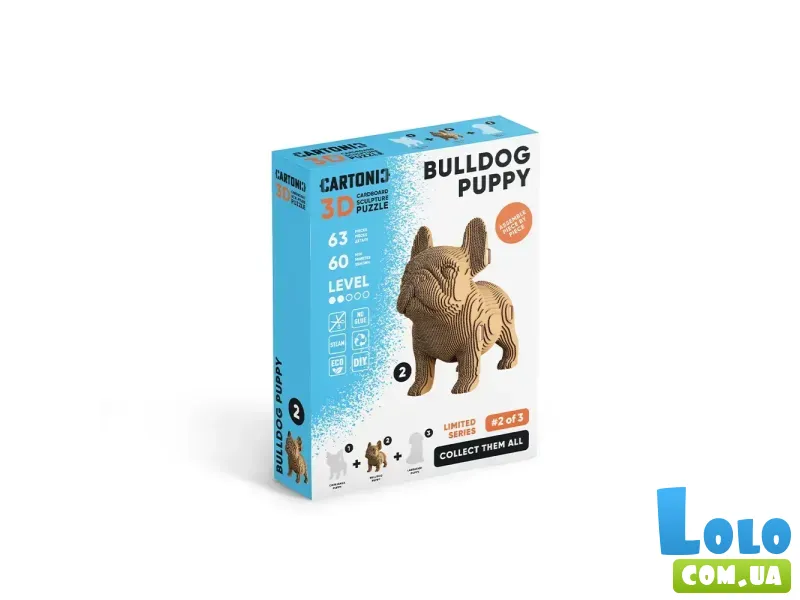 Картонный 3D пазл Bulldog Puppy, Cartonic, 63 эл.