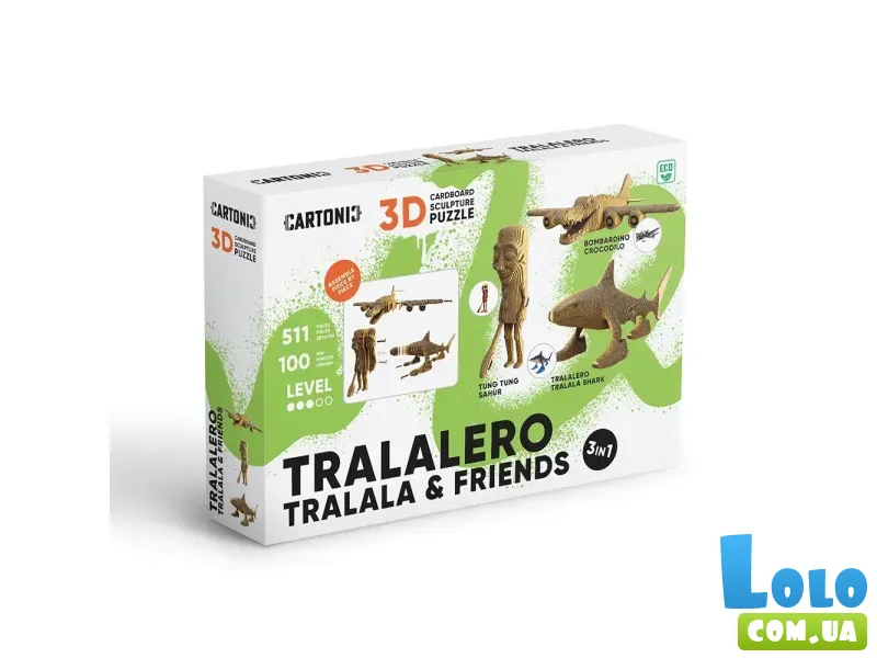 Картонный пазл 3D Tralalero Tralala & Friends, Cartonic, 511 эл.