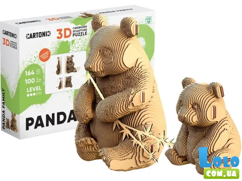 Картонный 3D пазл Panda family, Cartonic, 164 эл.