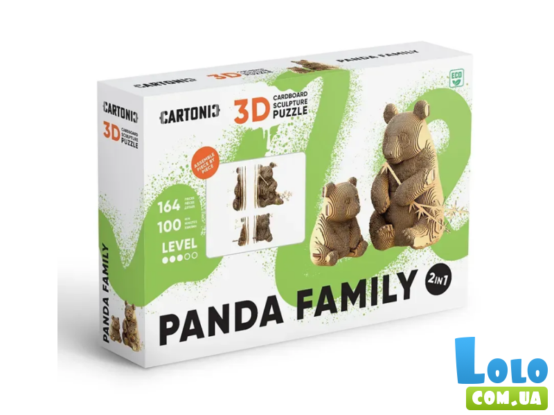 Картонный 3D пазл Panda family, Cartonic, 164 эл.
