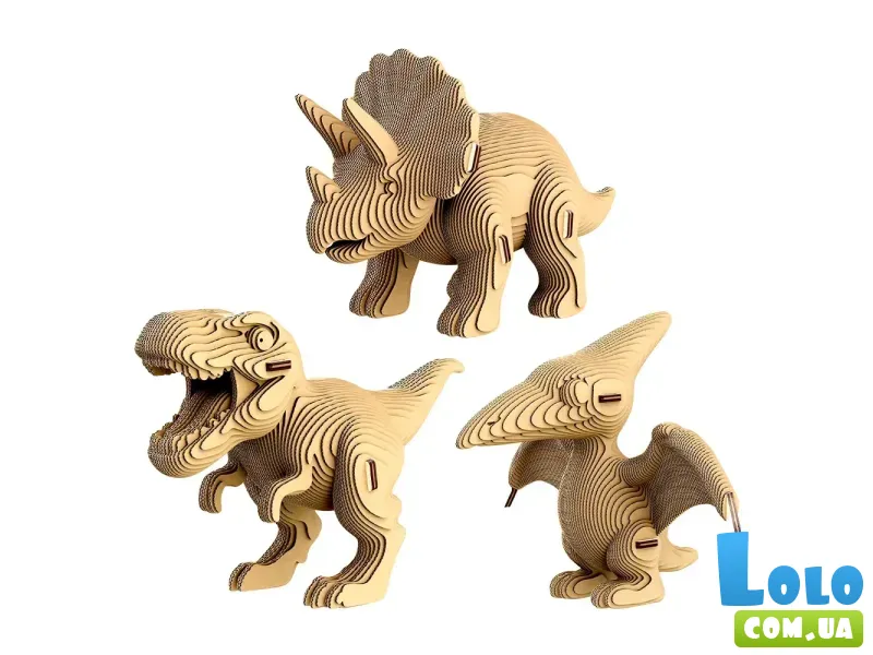 Картонный 3D пазл Трио Динозавров, Cartonic, 312 эл.