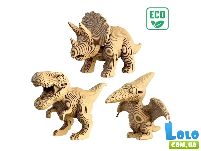 Картонный 3D пазл Трио Динозавров, Cartonic, 312 эл.