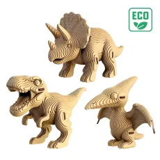 Картонный 3D пазл Трио Динозавров, Cartonic, 312 эл.