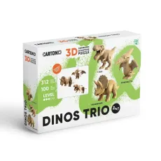Картонный 3D пазл Трио Динозавров, Cartonic, 312 эл.