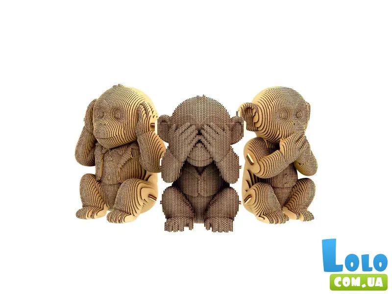 Картонный 3D пазл Трио Мавпенят, Cartonic, 280 эл.