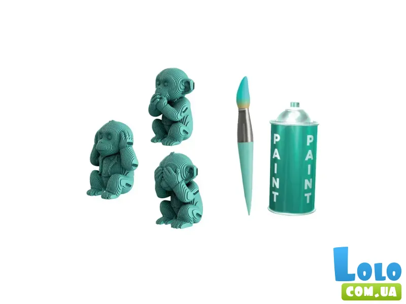 Картонный 3D пазл Трио Мавпенят, Cartonic, 280 эл.