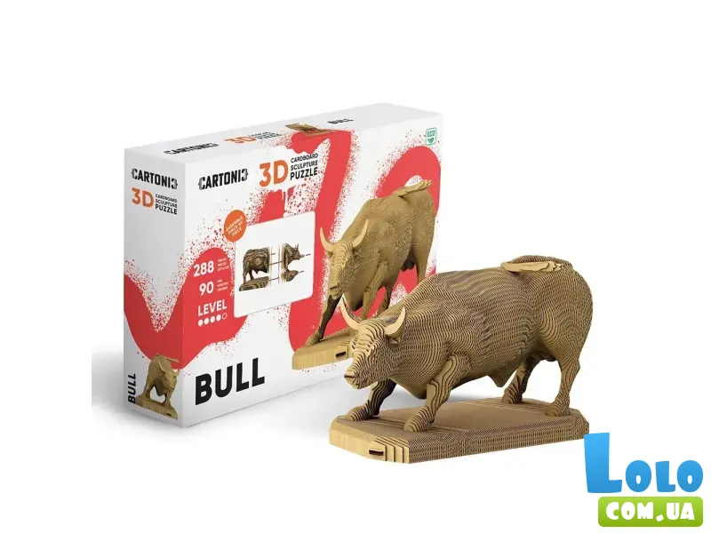 Картонный 3D пазл Бык, Cartonic, 288 эл.