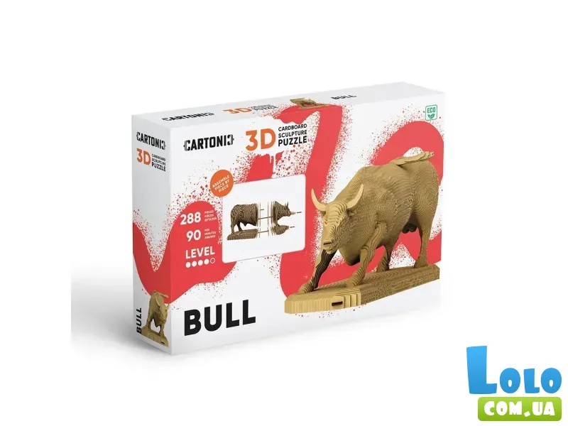 Картонный 3D пазл Бык, Cartonic, 288 эл.