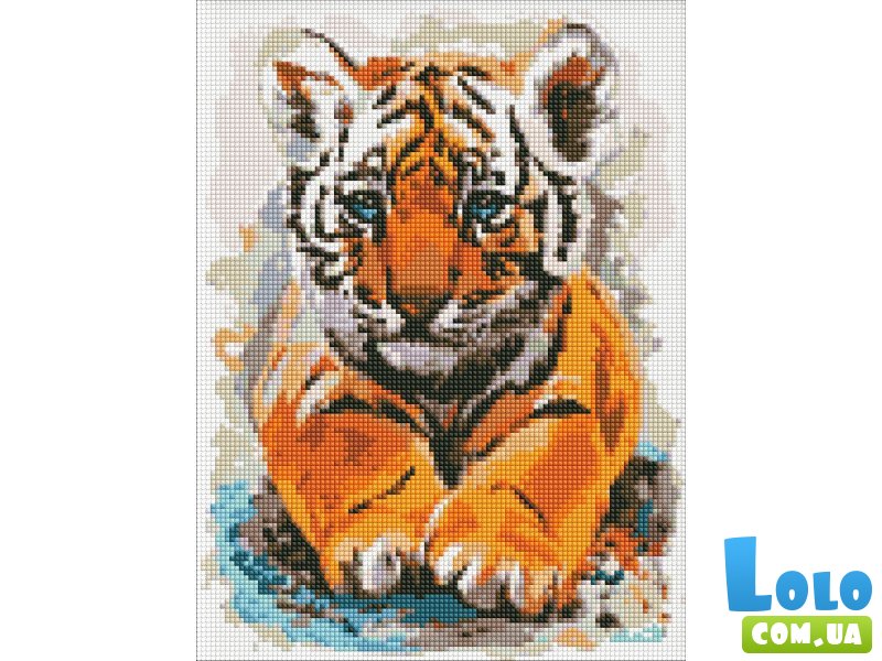 Алмазная мозаика Маленький тигренок, Идейка (30х40 см)